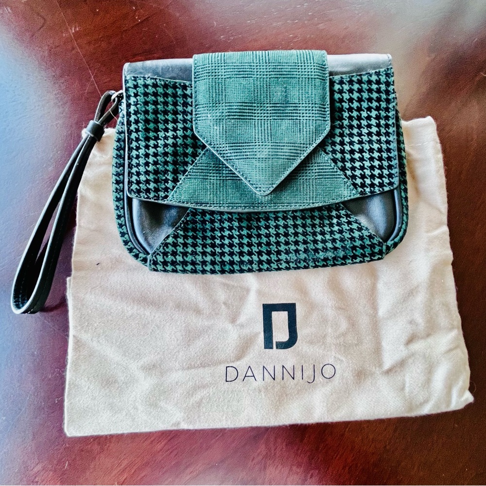 Dannijo green and black clutch